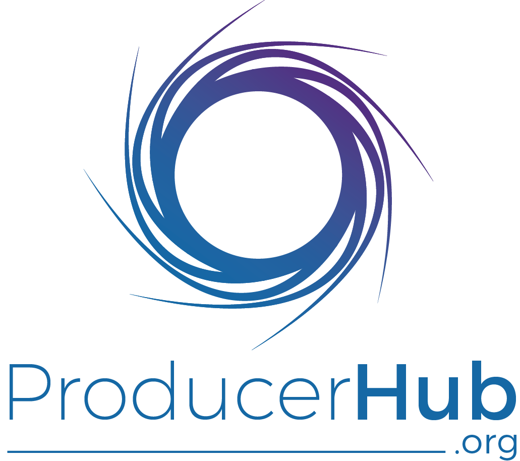 producer hub logo - a blue and purple circle with a spinning energy